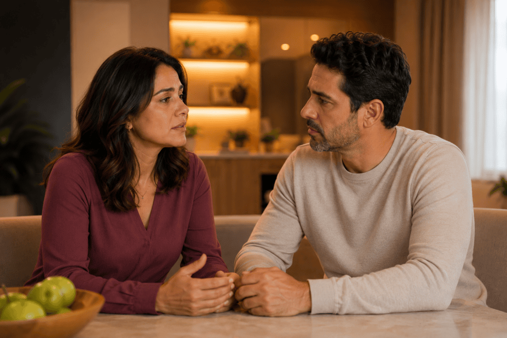 Casal praticando escuta ativa para recuperar o diálogo no casamento